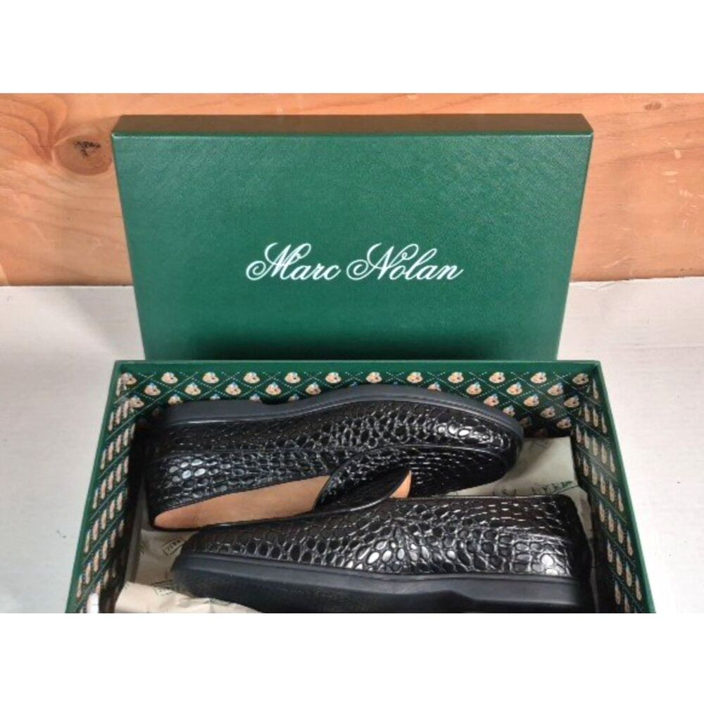 Marc Nolan Alessandro Venetian Black Croc Loafer - Size 9